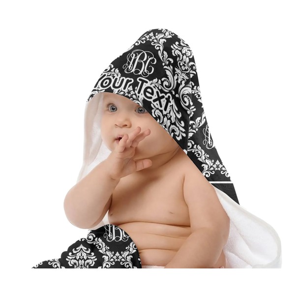 Monogrammed Damask Baby Hooded Towel on Child