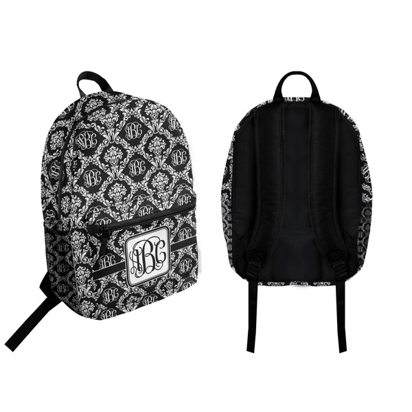 Monogrammed Damask Backpack front and back - Apvl
