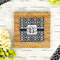 Monogrammed Damask Bamboo Trivet with 6" Tile - LIFESTYLE