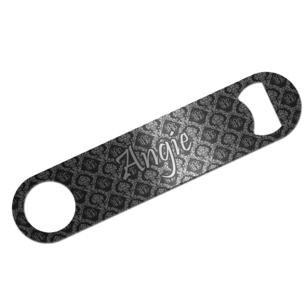 Monogrammed Damask Bar Opener - Front