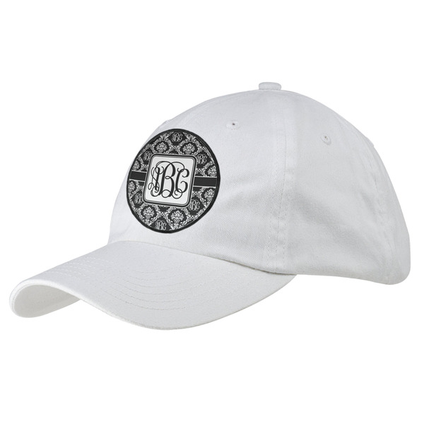 Custom Monogrammed Damask Baseball Cap - White