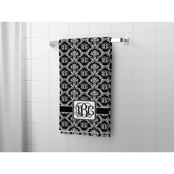 Monogrammed Damask Bath Towel - LIFESTYLE