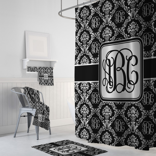 Monogrammed Damask Bath Towel Sets - 3-piece - In Context
