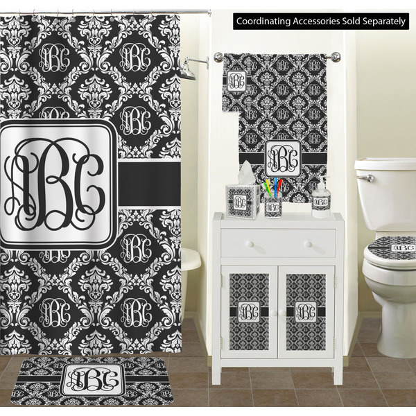 Monogrammed Damask Bathroom Scene