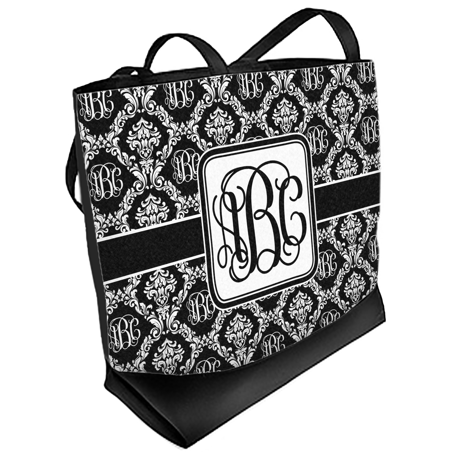 Monogrammed Damask Beach Tote Bag (Personalized) - YouCustomizeIt