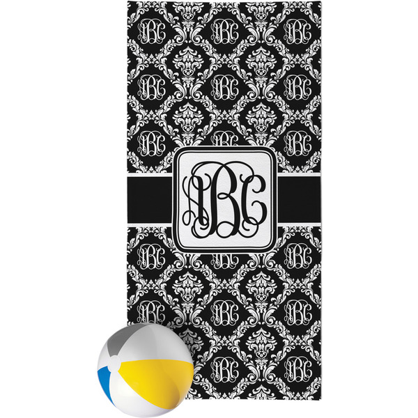Custom Monogrammed Damask Beach Towel (Personalized)