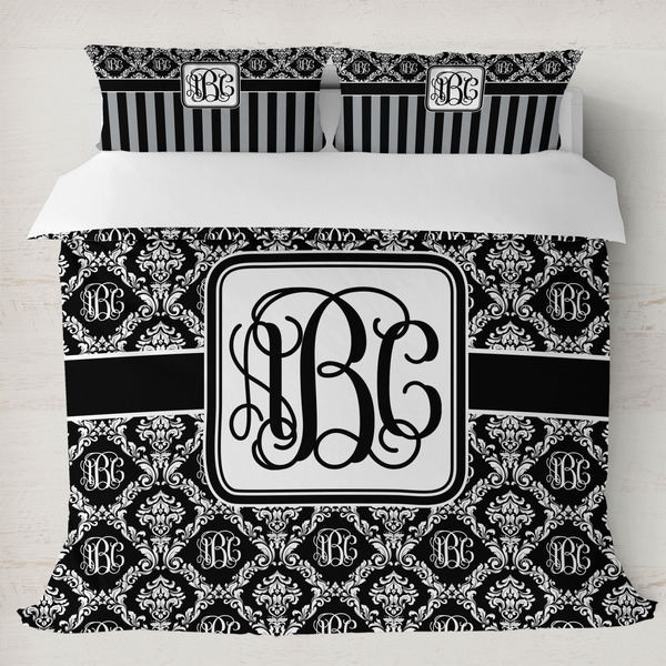 Custom Monogrammed Damask Duvet Cover Set - King (Personalized)