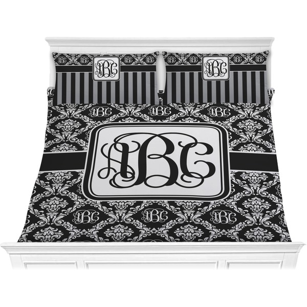 Custom Monogrammed Damask Comforter Set - King (Personalized)