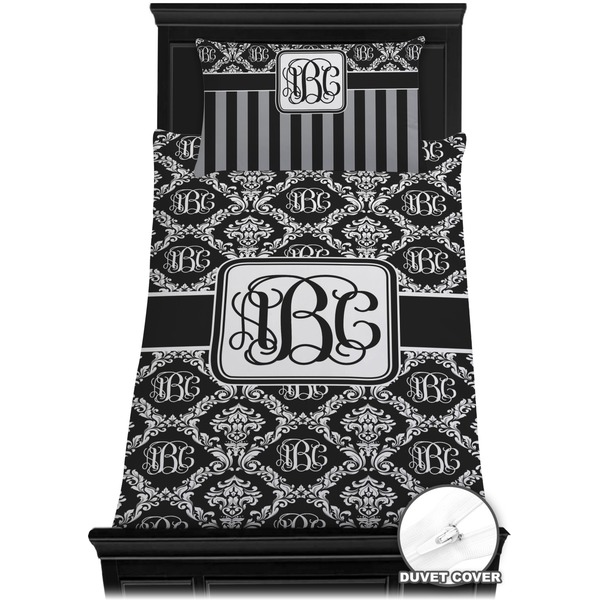Monogrammed Damask Bedding Set (Twin) - Duvet