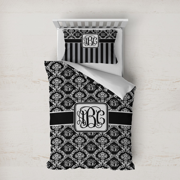 Custom Monogrammed Damask Duvet Cover Set - Twin XL (Personalized)