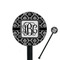 Monogrammed Damask 5.5" Round Plastic Stir Sticks - Black - Single Sided