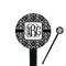 Monogrammed Damask 7" Round Plastic Stir Sticks - Black - Double Sided