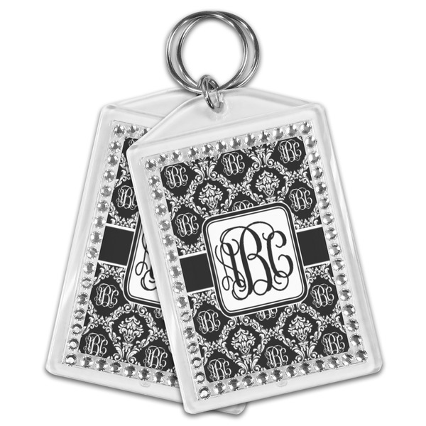 Monogrammed Damask Bling Keychain - MAIN