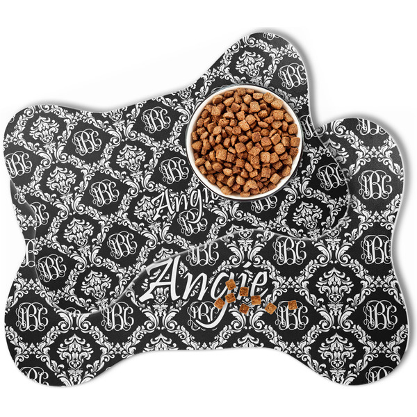 Monogrammed Damask Bone Shaped Dog Mats - MAIN