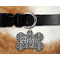 Monogrammed Damask Bone Shaped Dog Tag on Collar & Dog