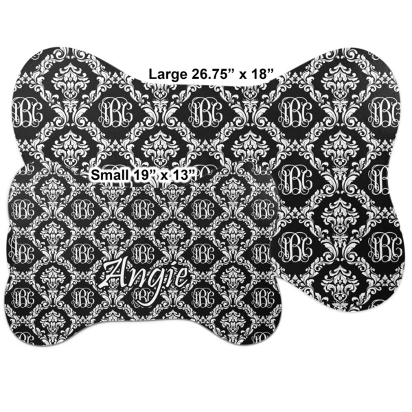 Monogrammed Damask Bone Shaped Mat Comparison