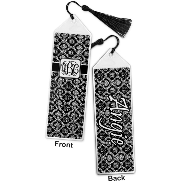 Monogrammed Damask Bookmark with tassel - Front and Back