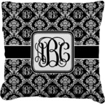 Monogrammed Damask Faux-Linen Throw Pillow 18" (Personalized)