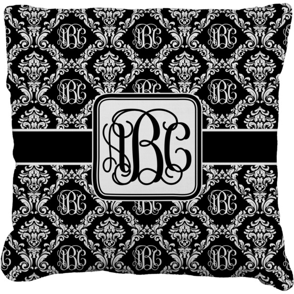 Custom Monogrammed Damask Faux-Linen Throw Pillow 20" (Personalized)