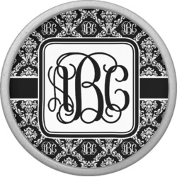 Monogrammed Damask Cabinet Knob (Silver) (Personalized)