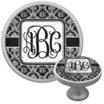 Monogrammed Damask Cabinet Knob (Silver) (Personalized)