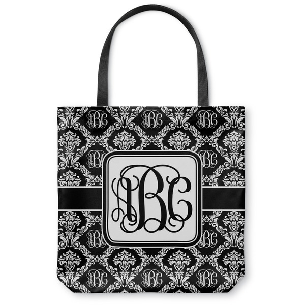 Custom Monogrammed Damask Canvas Tote Bag - Small - 13"x13" (Personalized)