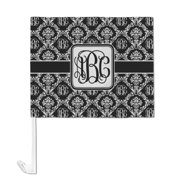 Monogrammed Damask Car Flag - Large - FRONT
