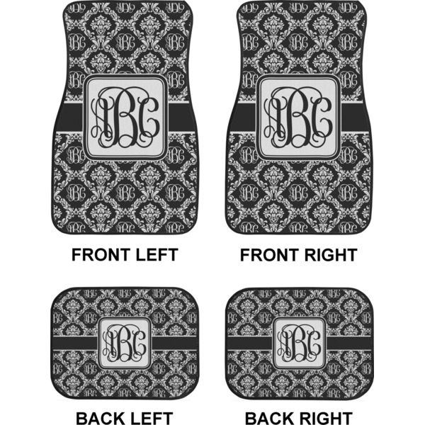 Monogrammed Damask Car Floor Mats Set (2F + 2B)