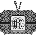 Monogrammed Damask Rear View Mirror Ornament (Personalized)