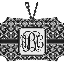 Monogrammed Damask Rear View Mirror Ornament (Personalized)