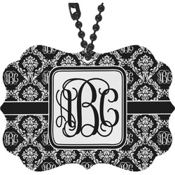 Monogrammed Damask Rear View Mirror Decor (Personalized)