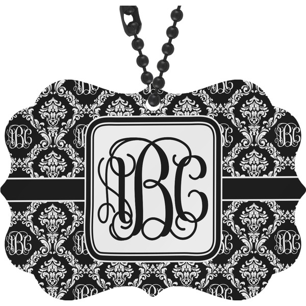 Custom Monogrammed Damask Rear View Mirror Decor (Personalized)