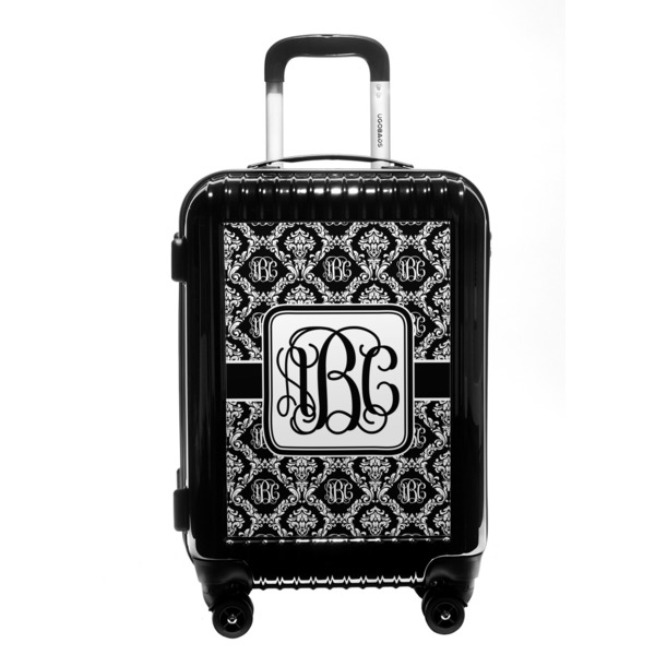 Custom Monogrammed Damask Carry On Hard Shell Suitcase (Personalized)