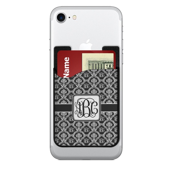 Custom Monogrammed Damask 2-in-1 Cell Phone Credit Card Holder & Screen Cleaner (Personalized)