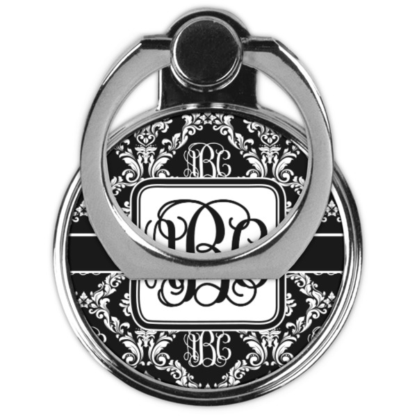 Monogrammed Damask Cell Phone Ring Stand & Holder - Front (Collapsed)