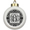 Monogrammed Damask Ceramic Ball Ornament