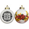 Monogrammed Damask Ceramic Christmas Ornament - Poinsettias (APPROVAL)
