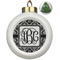 Monogrammed Damask Ceramic Christmas Ornament - Xmas Tree (Front View)