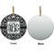 Monogrammed Damask Ceramic Flat Ornament - Circle Front & Back (APPROVAL)