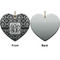 Monogrammed Damask Ceramic Flat Ornament - Heart Front & Back (APPROVAL)