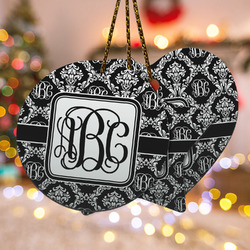 Monogrammed Damask Ceramic Ornament