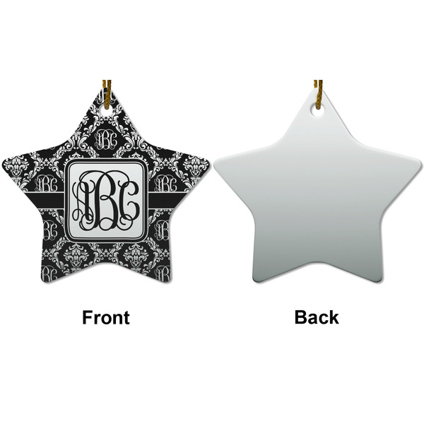 Monogrammed Damask Ceramic Flat Ornament - Star Front & Back (APPROVAL)