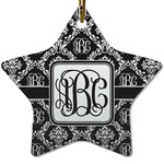 Monogrammed Damask Star Ceramic Ornament