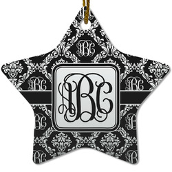 Monogrammed Damask Star Ceramic Ornament