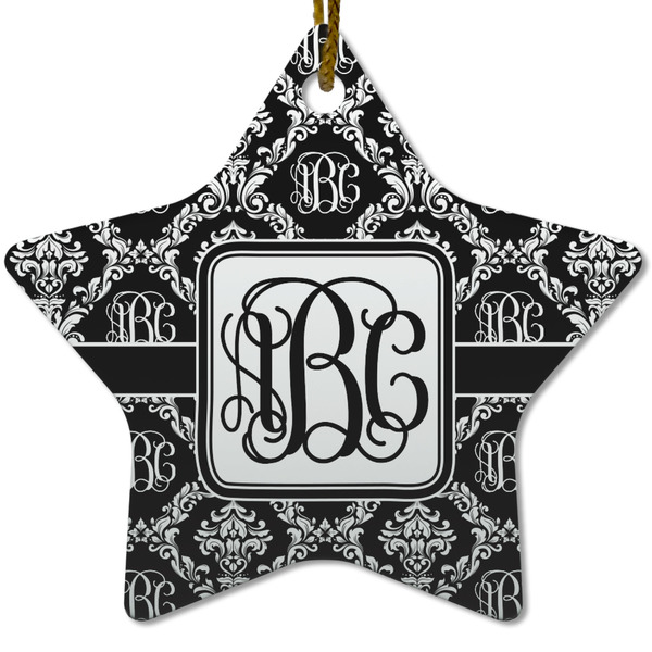 Custom Monogrammed Damask Star Ceramic Ornament