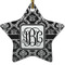 Monogrammed Damask Ceramic Flat Ornament - Star (Front)