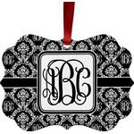 Monogrammed Damask Metal Frame Ornament - Double Sided