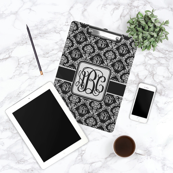 Monogrammed Damask Clipboard - Lifestyle Photo