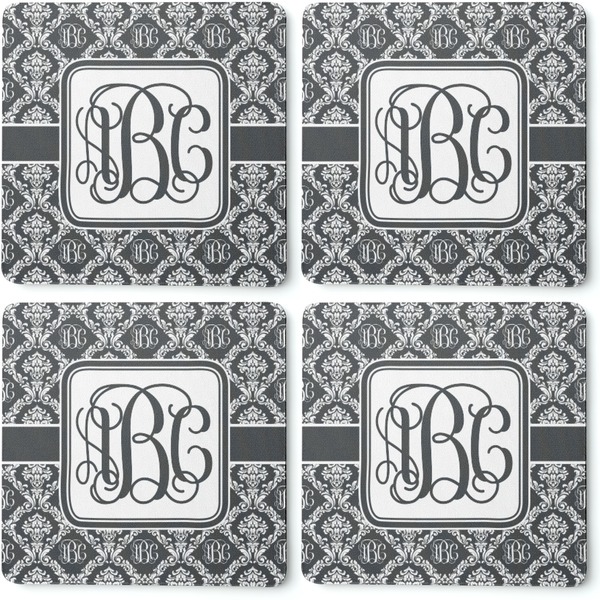 Monogrammed Damask Coaster Rubber Back - Apvl