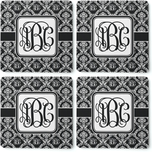 Monogrammed Damask Coaster Rubber Back - Apvl